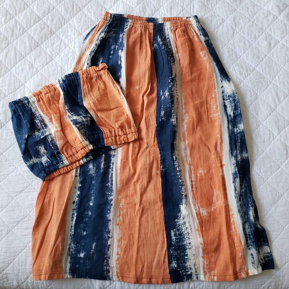 SUCESOS Hand painted maxi skirt set- one size fits most, see measurements 🌼
